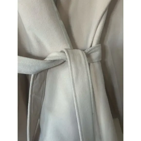 CHICWISH Women's Turn Down Shawl Collar Belted Coat Parka Cream Ivory Sz XL - Picture 3 of 9